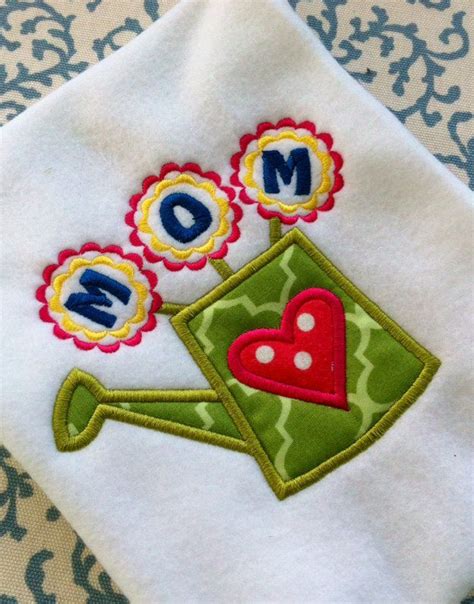 Spring Garden Mom Mothers Day Applique Embroidery Design INSTANT