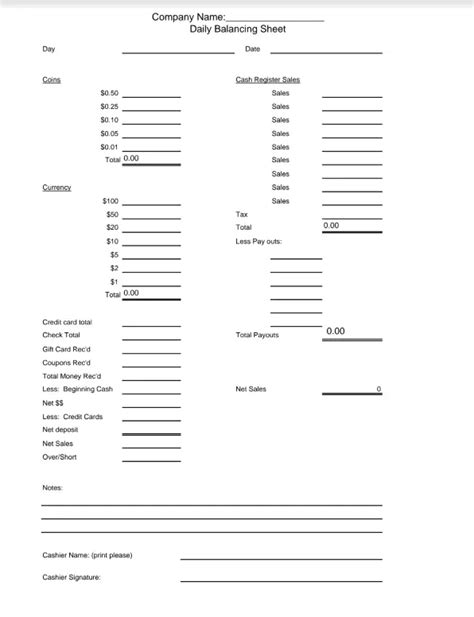 Cash Drawer Count Sheet ≡ Fill Out Printable Pdf Forms Online