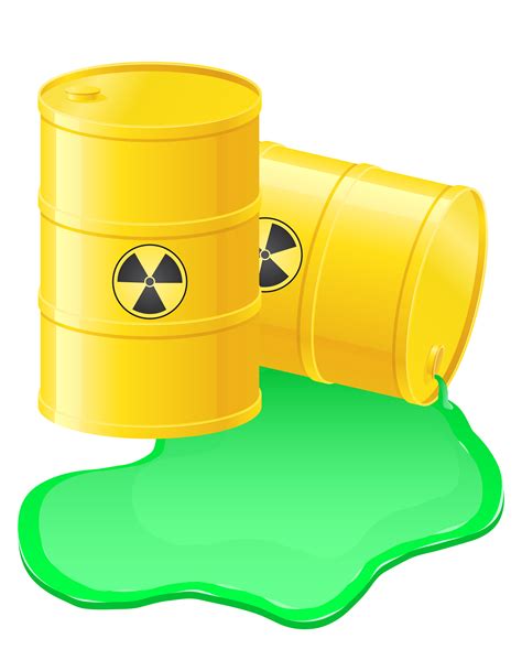 Yellow Barrels Spilled Radioactive Waste Vector Illustration