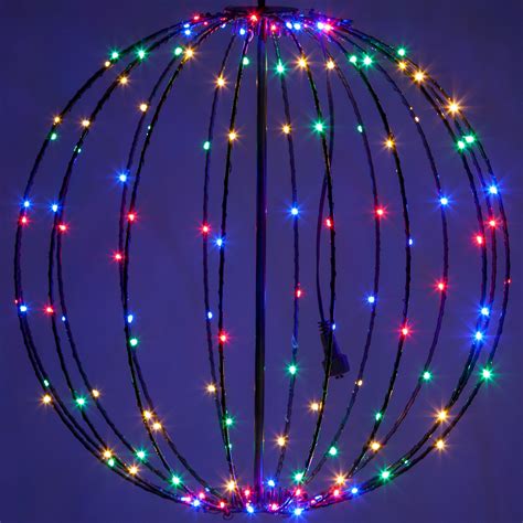 Multicolor LED Fairy Christmas Light Ball, Fold Flat Black Frame