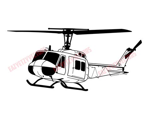 Bell Huey Uh 1n Helicopter Vector File Drawing Etsy Australia