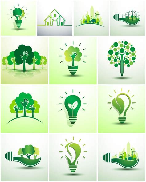 Green Ecology Logos Vector Design De Logos Idéias Sustentáveis