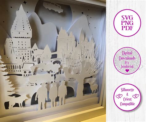 Harry Potter Paper Cut Light Box Template Shadow Box SVG | Etsy