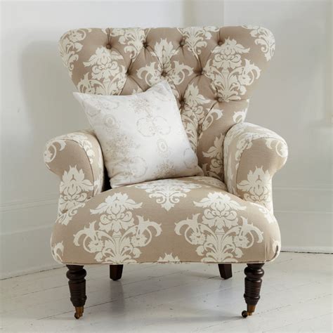 When you need extra seating and accent chairs for living room, family room or den, take a seat and shop online. button back cream patterned armchair - Farmhouse ...
