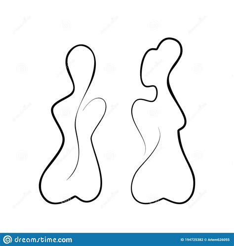 Minimal Nude Line Drawing One Line Drawing Female Tan Nude Line Art
