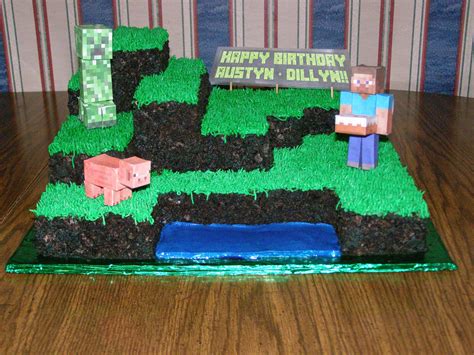 Minecraft Landscape Birthday Cake With Steve Pig Cake And Creeper