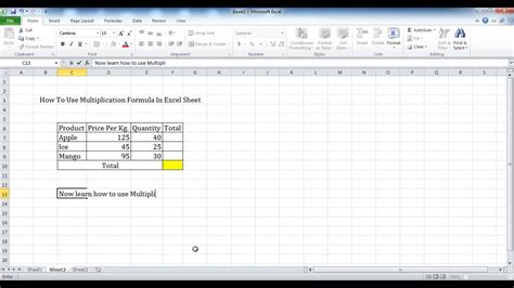 How To Use Multiplication Formula In Excel Sheet Youtube