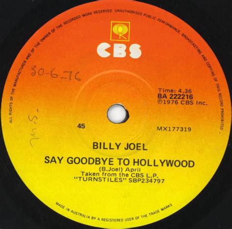 Billy Joel Say Goodbye To Hollywood Releases Discogs