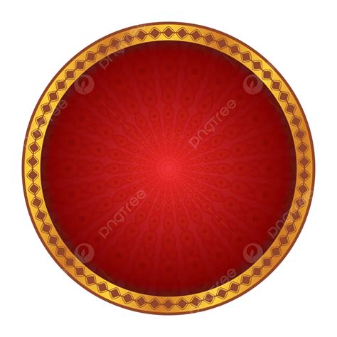 Clipart Elemen Desain Spanduk Bentuk Lingkaran Merah Dan Emas Mewah