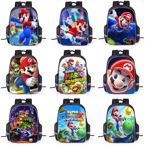 40cm Super Mario Bros Childrens School Bag Anime Figures Mario Luigi