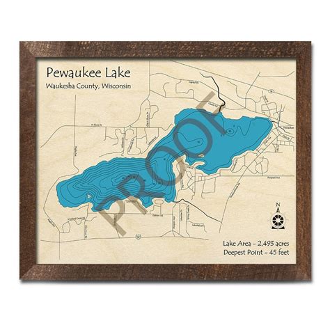 Pewaukee Lake Wi 3d Wood Carved Map Custom Nautical Wall Etsy