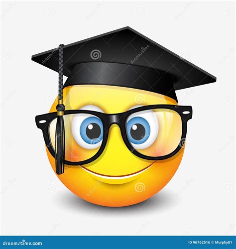 Emoji Graduate Student Isolated On White Backgroundemoticon Wearing