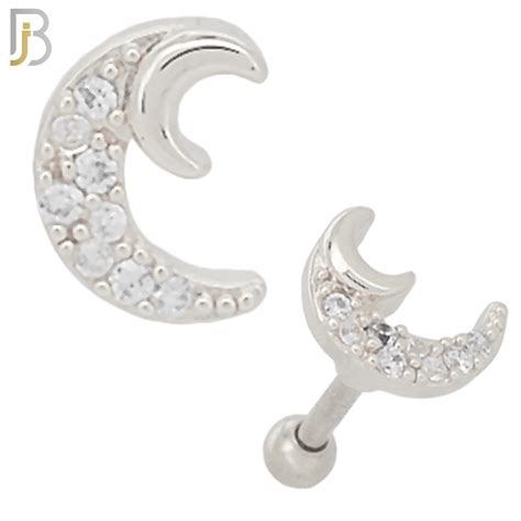 L Stainless Steel Double Moon With Multi Zircon Tragus Barbell