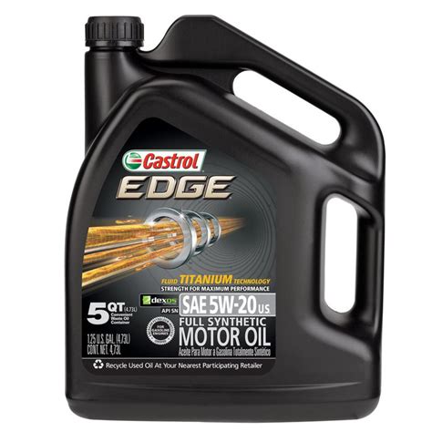 Castrol Edge 5w 20 Synthetic Motor Oil 51 Qt 571463 Pep Boys