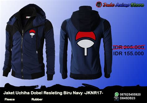 Jaket Anime Naruto Uchiha Clan Doble Resleting Biru Navy Indo Anime Store