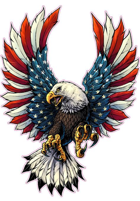 Screaming American Flag Bald Eagle Xx Large Decal 36 Tall