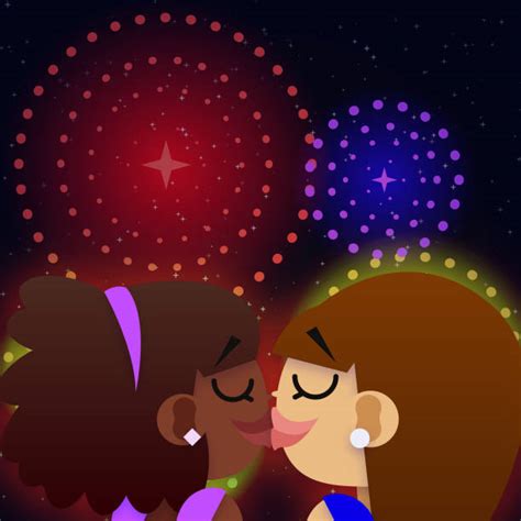 20 Interracial Lesbian Couple Kissing Ilustraciones Gráficos