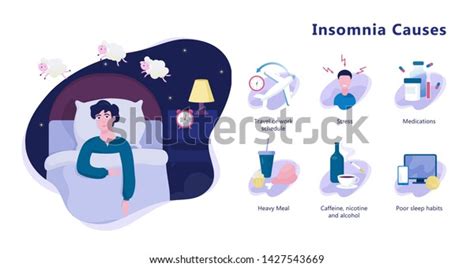 Causes Insomnia Infographic Stress Health Problem Stock Vector Royalty