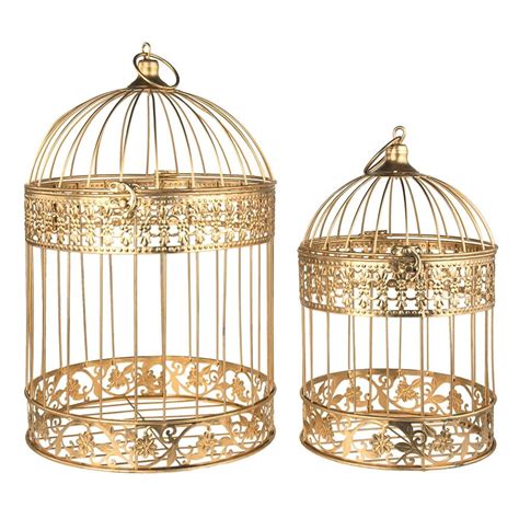 Gold Metal Wedding Bird Cage Centerpiece Large 2 Piece