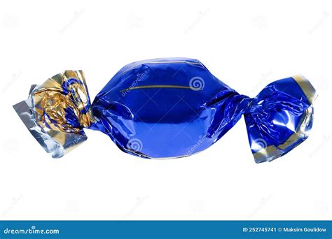 Candy In Blue Foil Isolated Candy Wrapped In A Label Stock Image