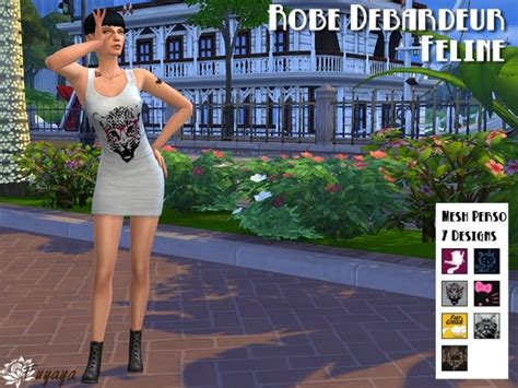 Jersey Dress Feline By Fuyaya At Sims Artists Sims 4 Updates