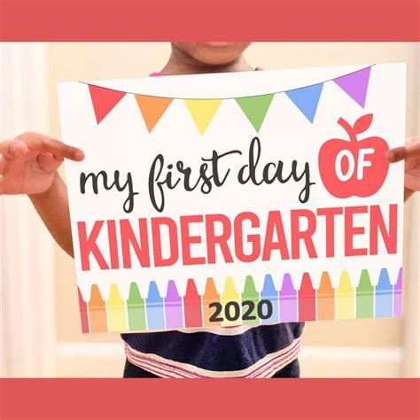 First Day Of Kindergarten Sign Printable First Day Of School Etsy