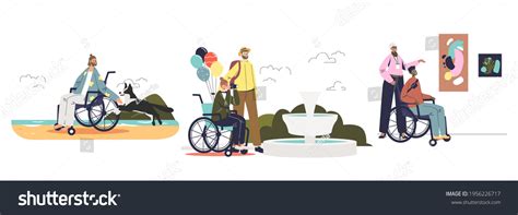 Tourism Travel Disabled People Concept Set Stock Vector Royalty Free