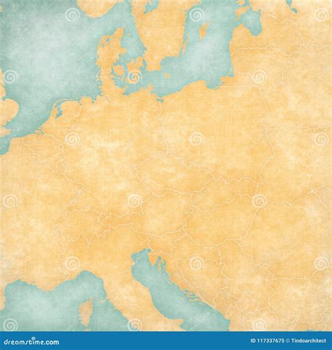 Blank Map Of Central Europe Stock Illustration Illustration Of Worn