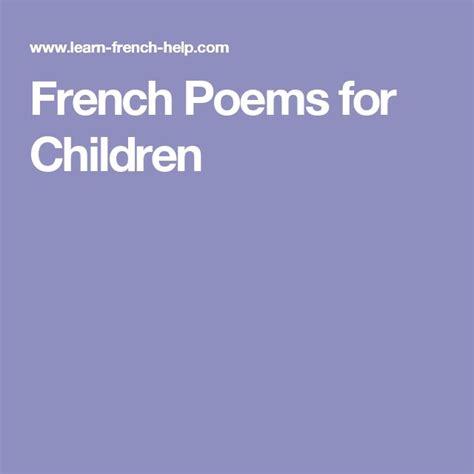French Poems For Children French Poems Kids Poems Poems