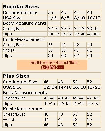 Kurti Size Chart Size Chart Chart Bra Size Charts