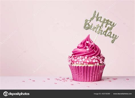 Fondo Cumpleaños Con Cupcake Celebración Con Bandera Cumpleaños Feliz