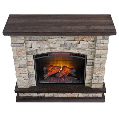 Allen Roth 435 In W Faux Stone Infrared Quartz Electric Fireplace In