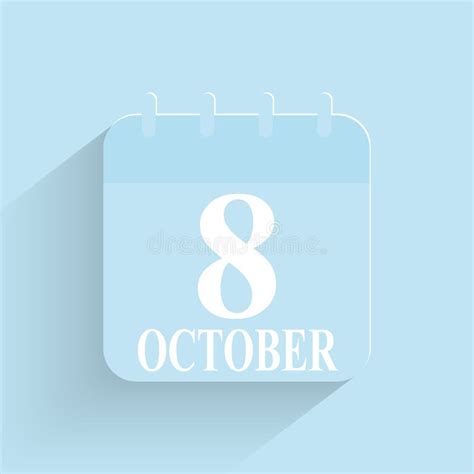 October 8 Daily Calendar Icon Date And Time Day Month Holiday Flat