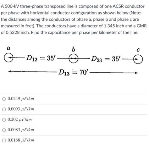 Solved A 500 Kv Three Phase Transposed Line Is Composed Of