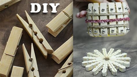 Diy Decor Crafts Wood Clothespins Pen Holder And Mat Youtube