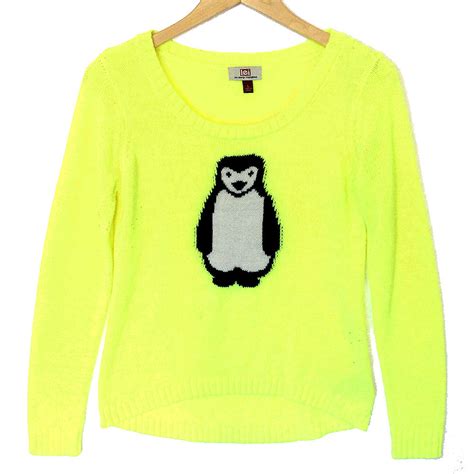 Sense led light inside the snowflake, color: Chartreuse Penguin Hi-Lo Tacky Ugly Christmas Sweater ...