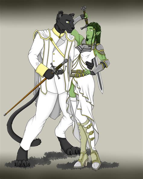 Catfolk Rogue With His Half Orc Love Partner Rdndart