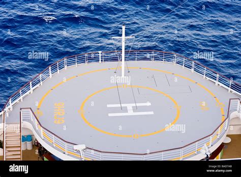 A Helicopter Landing Pad On The Front Of A Cruise Ship Stock Photo Alamy