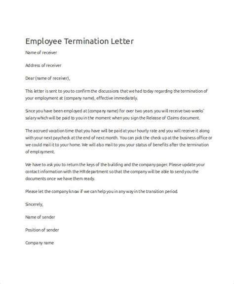 Termination letter is used to terminate any vendor or service contract, job employment. Employee Termination Letter | Letter templates, Letter example, Lettering