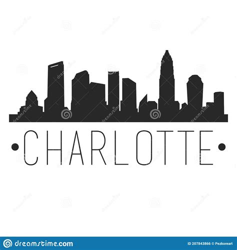 Charlotte North Carolina Skyline Silhouette City Design Vector Famous