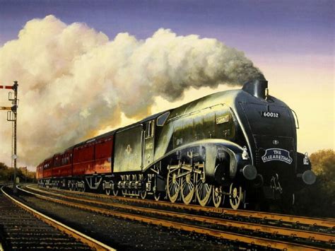 Beautiful Print Picture Painting Steam Train The