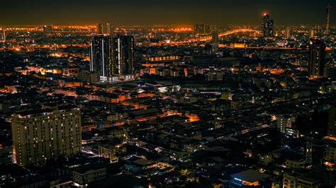Download Wallpaper 3840x2160 Night City Aerial View Lights Streets