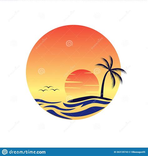 Landscape Of Paradise Tropical Island Beach Sunrise Sunset Stock