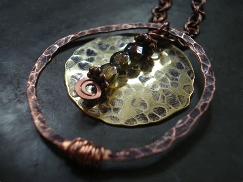 Handmade Necklace Hammered Copper Necklace Copper Jewelry Statement