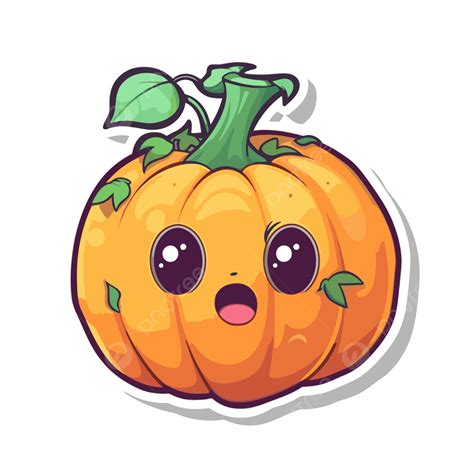 Sticker Showing A Cute Orange Pumpkin Vector Clipart Sticker Design