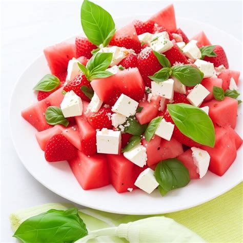 Premium Ai Image Refreshing Summer Delight Watermelon Salad With
