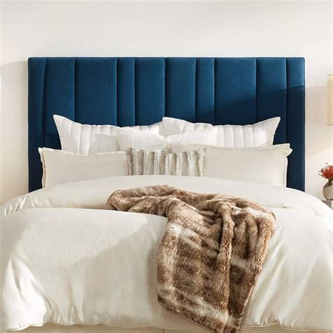 Cadence Channel Tufted Blue Velvet Queen Hanging Headboard - #76P25
