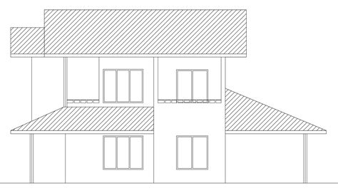 Side Elevation Of Single Story House Plan Dwg Net Cad Blocks And