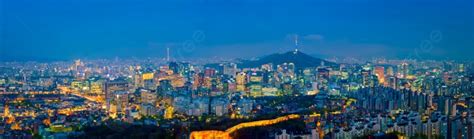 Panorama Of Seoul Downtown Cityscape Illuminated With Lights And Namsan