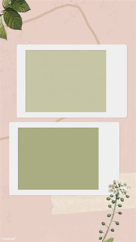 Blank Collage Photo Frame Template On Pink Background Vector Mobile